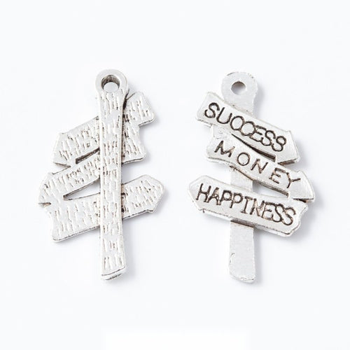 Rustic Direction Signpost Charm shown in all pictured finishes on a white background