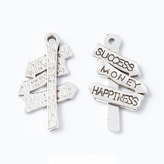 Rustic Direction Signpost Charm in Antique Silver for Jewelry Making