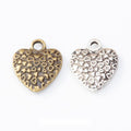 Textured Heart Metal Charm Pendant For Jewelry Making And Craft Projects view 1