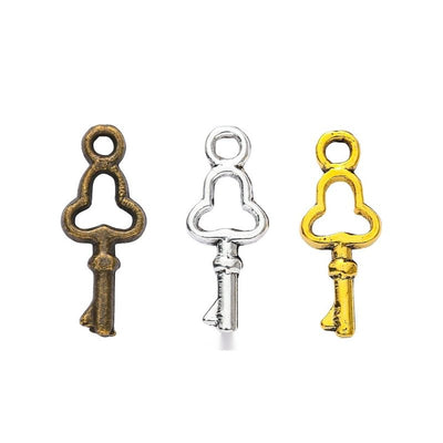 Small Openwork Key metal piece shown in Antique Bronze, Antique Gold, Antique Silver