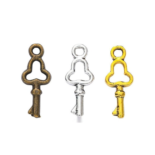 Small Openwork Key metal piece shown in Antique Bronze, Antique Gold, Antique Silver