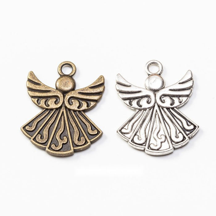 Patterned Angel Charm Metal Pendant for Jewelry Making