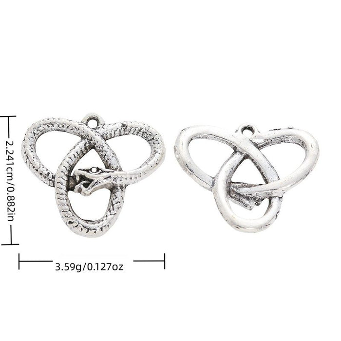 Antique Silver Triangular Interlaced Snake Knot Charm