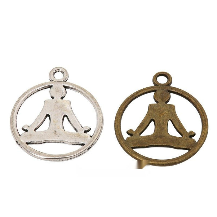 Meditation Pose Charm In 2 Metal Finishes For Jewelry Making