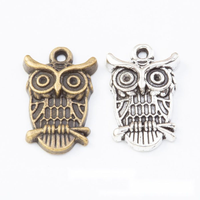Vintage Owl Charm in 2 Finishes for DIY Jewelry Making