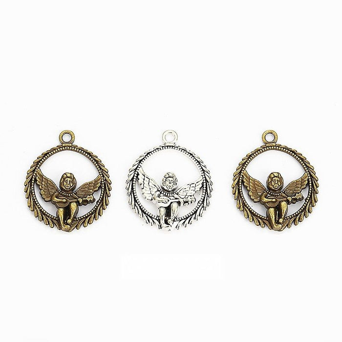 Wreath Angel Charm Metal Pendant for Jewelry Making