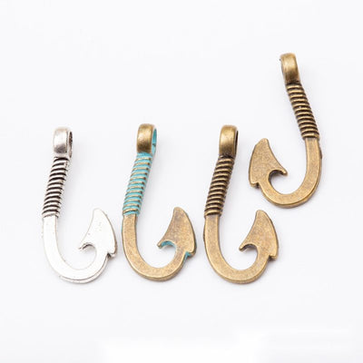Fish Hook Metal Charms grouped product view on a white background