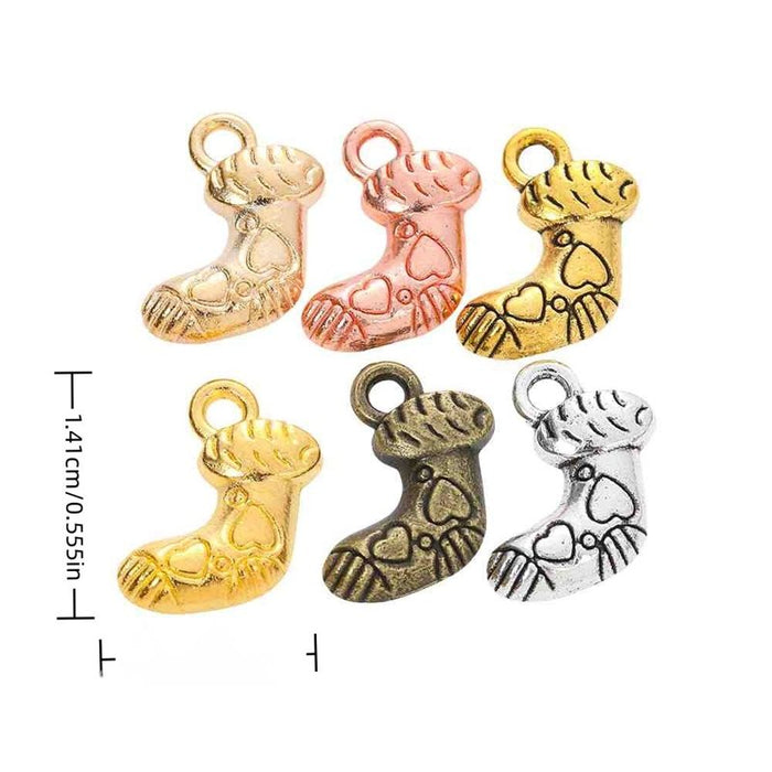 Patterned Christmas Stocking Metal Charm in 6 Finishes