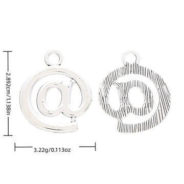 At Sign Charm in 1 Metal Finish for Jewelry Making