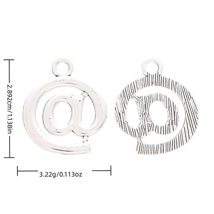 At Sign Charm in 1 Metal Finish for Jewelry Making