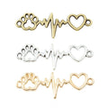Paw Heartbeat Heart Connector In Assorted Metal Finishes For Jewelry Crafts view 1