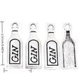 Lettered Gin Bottle Metal Charms in Antique Silver Finish view 1