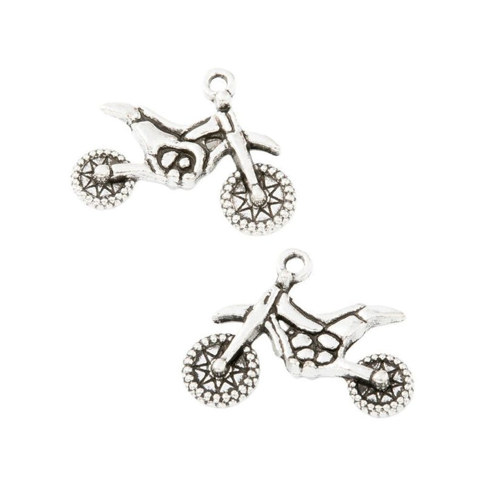 Motocross Bike Metal Charm Antique Silver Craft Supply