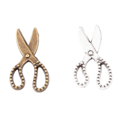Grouped front views of scissors charms