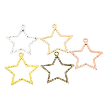 Open Star Outline Metal Charm In 5 Finish Options for Jewelry Making