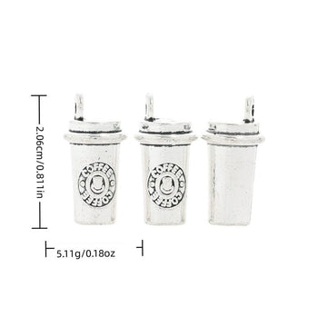 Takeaway Cup Vintage Metal Charm Pendant for Jewelry Making