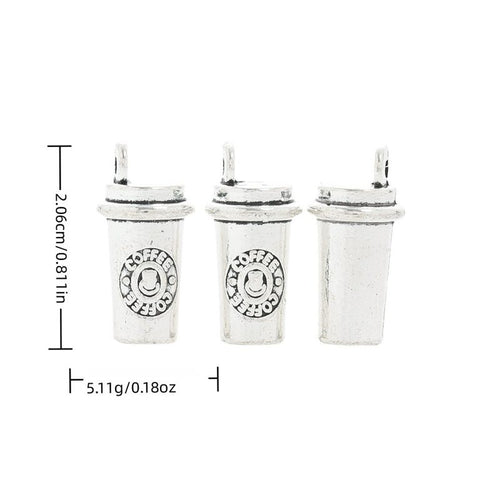 Takeaway Cup metal charm displaying front and reverse sides