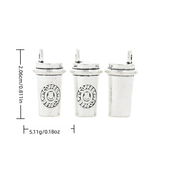 Takeaway Cup Vintage Metal Charm Pendant for Jewelry Making