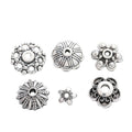 Mixed Flower Bead Caps with six distinct flower in 6 Metal Finishes view 1