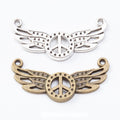 Winged Peace Sign Two Loop Metal Connector Charm Jewelry Making Component view 1