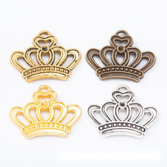 4-Finish Openwork Crown Metal Jewelry Components for Crafts