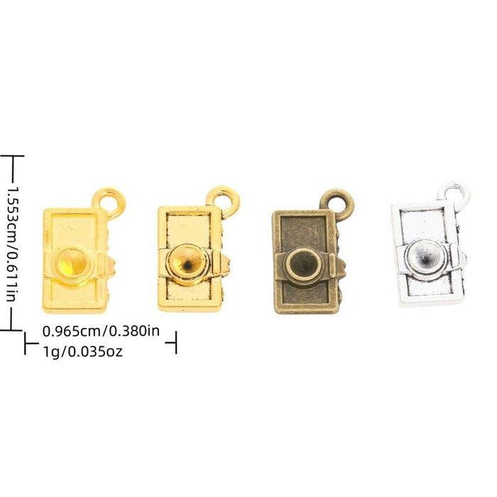 Mini Rectangular Camera Metal Charm Pendant For Jewelry Making And Craft Projects