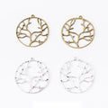 Round Branching Tree Metal Charms in Two Finishes Jewelry Making Pendants view 1