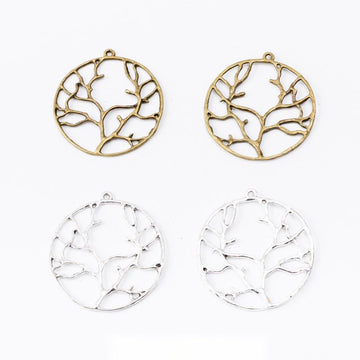 Round Branching Tree Metal Charms in Two Finishes Jewelry Making Pendants