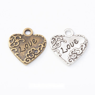 Love Heart metal component, front grouping showing the available finishes.