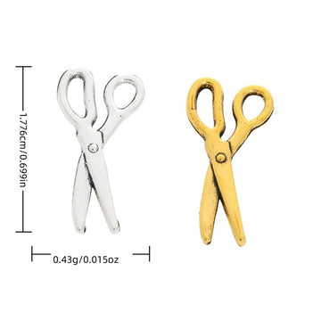 Small Scissors Charm In Antique Gold And Silver Tones