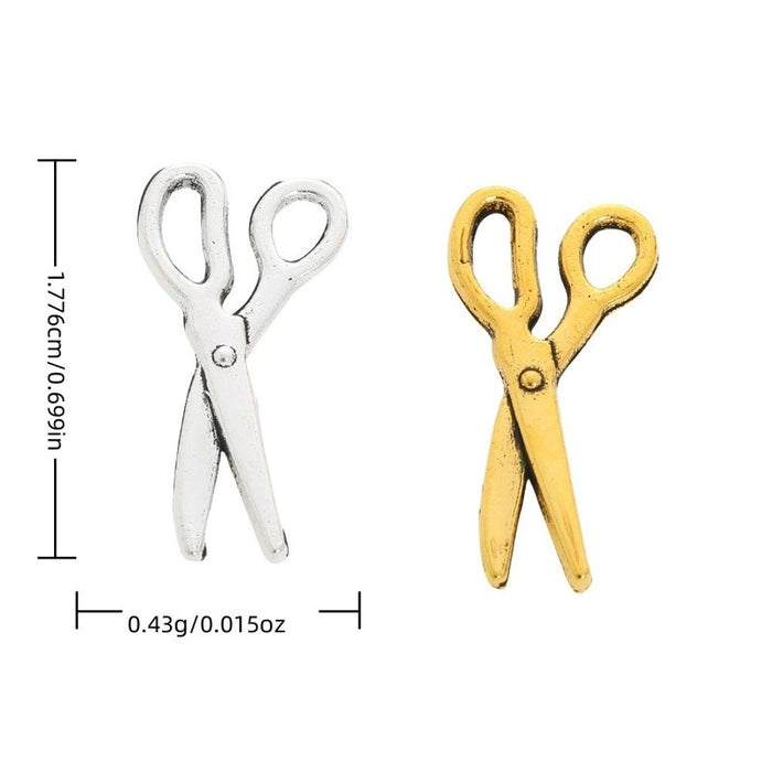 Small Scissors Charm In Antique Gold And Silver Tones