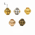 Small Fluted Lantern Shaped Metal Beads in Five Finishes view 1