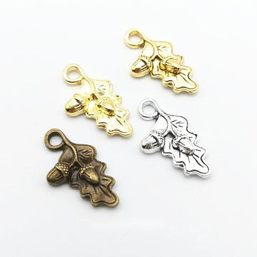 Vintage Finish Metal Oak Leaf Acorn Charms in 4 Style Options