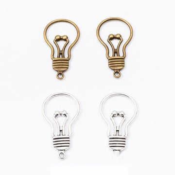 Light Bulb Outline Metal Charms in Two Antique Finishes
