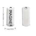 IMAGINE Engraved Rectangular Tag Pendant Charm in Antique Silver view 1
