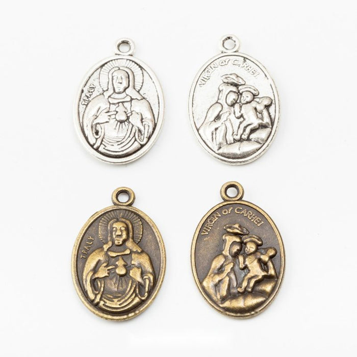 Sacred Heart Medal in 2 Metal Finishes for Jewelry Making