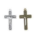 Embossed Cross Metal Charms in Antique Bronze and Silver Tones view 1