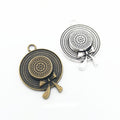 Round Hat and Bow Charms in Two Antique Finishes for Jewelry Making view 1