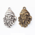 Santa Claus Face Metal Charms in Antique Bronze and Silver view 1