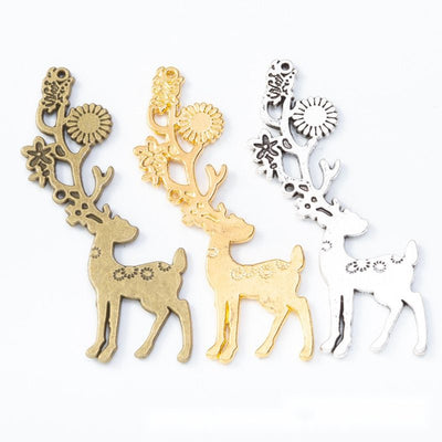 Grouped front views of deer floral charms