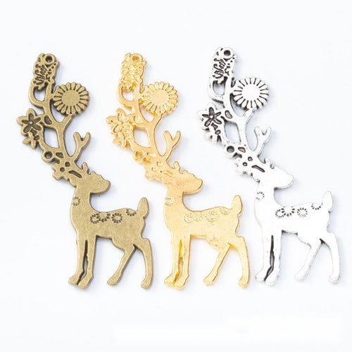Grouped front views of deer floral charms