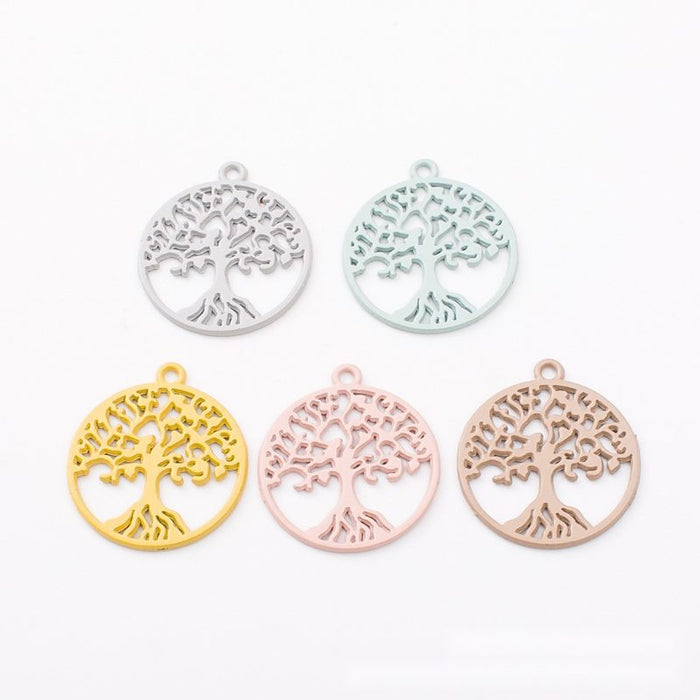 Openwork Tree of Life Pendant in Five Pastel Colors