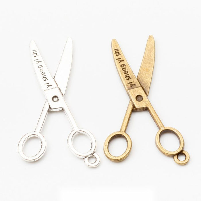 Vintage Scissors Charm in 2 Metal Finishes for Jewelry Making