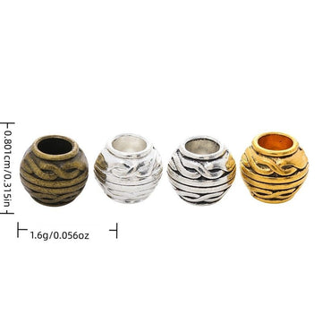 Wavy Round Barrel Bead in 4 Metal Finishes for Jewelry Making