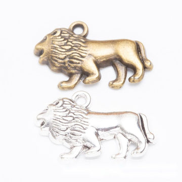 Walking Lion Metal Charms in Two Antique Finishes for Jewelry Making