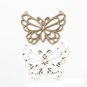Openwork Butterfly Connector Alloy Jewelry Making Component in 2 Finish Options