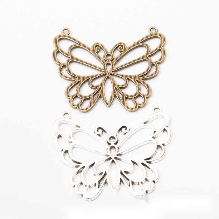 Openwork Butterfly Connector Alloy Jewelry Making Component in 2 Finish Options