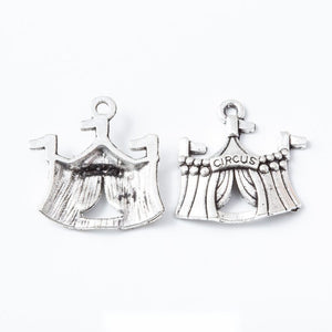 Antique Metal Dress Hanger Charm Pendant With Textured Detail, Single Finish