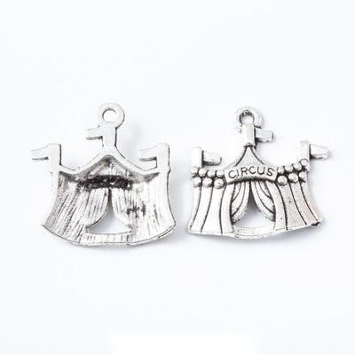 Dress Hanger Charm Pendant finish comparison showing two dress silhouettes hanging from small clothes hangers