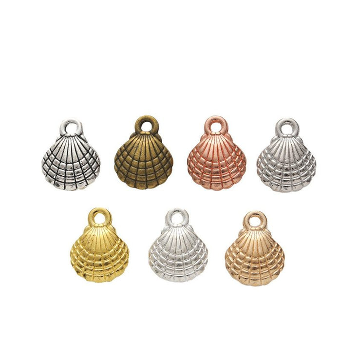 Vintage Finish Metal Scallop Shell Charms in 7 Style Options